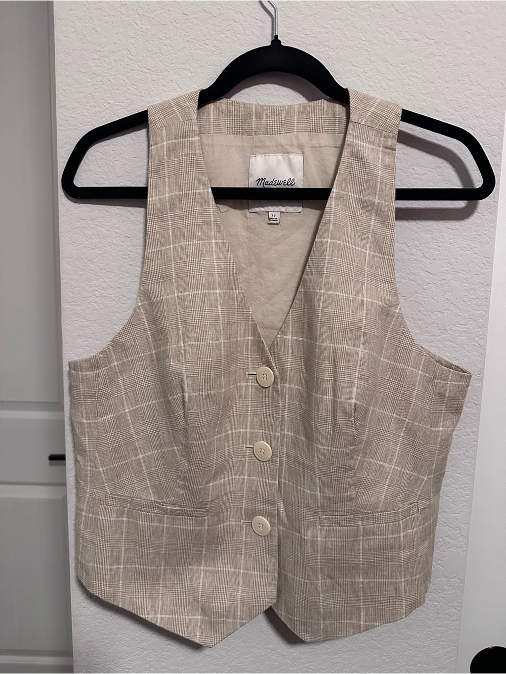 Madewell Linen Vest Top Plaid NWOT Size 10